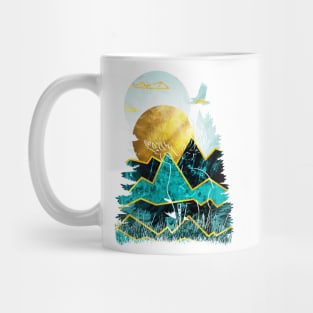 Golden Sun and Turquoise Marbled Mountains Mug